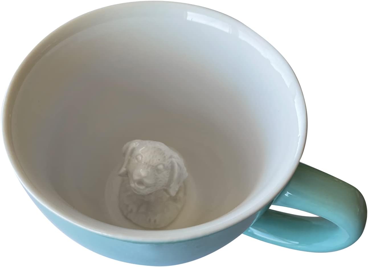 Creature Cups DOG Ceramic Cup (11 Ounce, Aqua Green Exterior) - Hidden 3D Animal Inside Mug - Puppy Doggie Mug - Birthday, Holiday & Housewarming Drinkware Gift for Coffee & Tea Lovers - Image 4