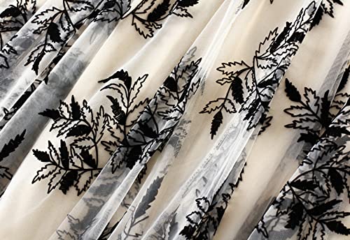 Women's Midi Tutu Tulle Layered Skirt Mesh A-Line Flocking Fairy Elastic Waist Maxi Hem Mesh Skirt3