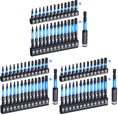 Image of toolant Impact Torx Bit Set 27pcs (TT7-TT40), S2 Steel Security Torx Bit Set, Tamper Proof Star with CNC Machined Tips, 1 inch&2 inch Long Impact Bits with Magnetic Bit Holder and Storage Box (Pack of 3)