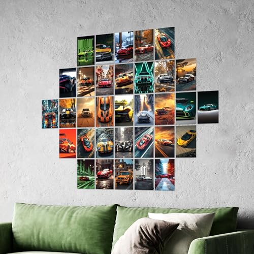 Image of Car Posters Gift Set of 54 (4 x 6 Inch) | | Vintage & Modern Car Wall Art Prints for Bedroom, Living Room, Office & Dorm Decoration