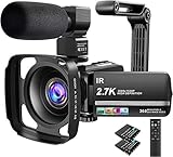【2.7K Videokamera】 Die Videokamera für YouTube bietet eine gute Leistung bei der Aufnahme mit FHD 2.7K- und 24fps-Videoauflösung und hochwertigen 36MP-Standbildern. Mit der 3,0-Zoll-Touch- und 270-Grad-Youtube-Kamera mit drehbarem Bildschirm können Sie drehen, drehen und schwenken. Filmen Sie sich, während Sie auf dem Bildschirm schauen, um die Aufnahmen zu überwachen.