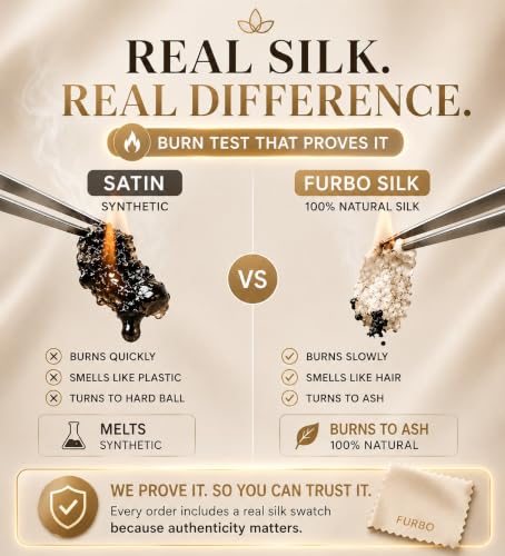 Image of FURBO 100% Pure Mulberry Silk Pillowcase with Scrunchies, Silk Pillow Cover for Hair & Skin, Soft & Smooth, Cooling, Hidden Zipper, 1 Pillowcase + 1 Scrunchies - Black