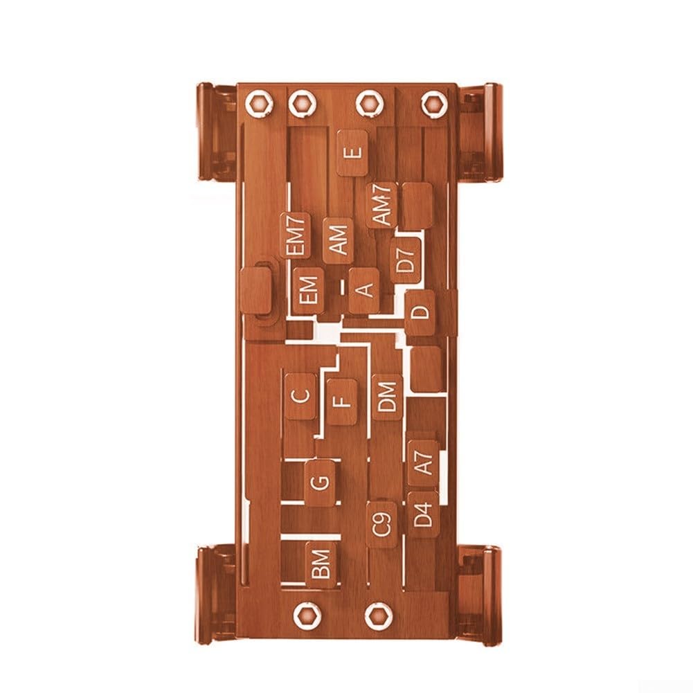 Prensador de acordes de guitarra, accesorios de guitarra, entrenador de acordes de ayuda de guitarra, instrumentos musicales de cuerda herramienta de aprendizaje de guitarra (marrón)