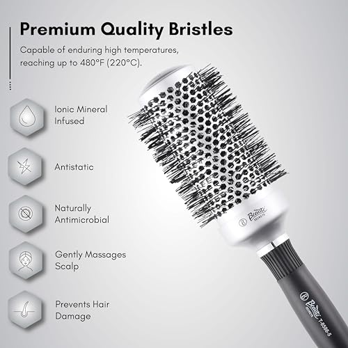 Image of Beaute Secrets Round Hair Brush, Hot Curling Brush(2.5 inch, Barrel 1.5 inch), Roller Comb, Hair Roller Brush, Instantly Adds Volume, Hair Styler, 44mm