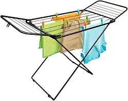 Varal de Chão Dobrável com Abas Design Moderno em Aço Preto Apartamento - Someway