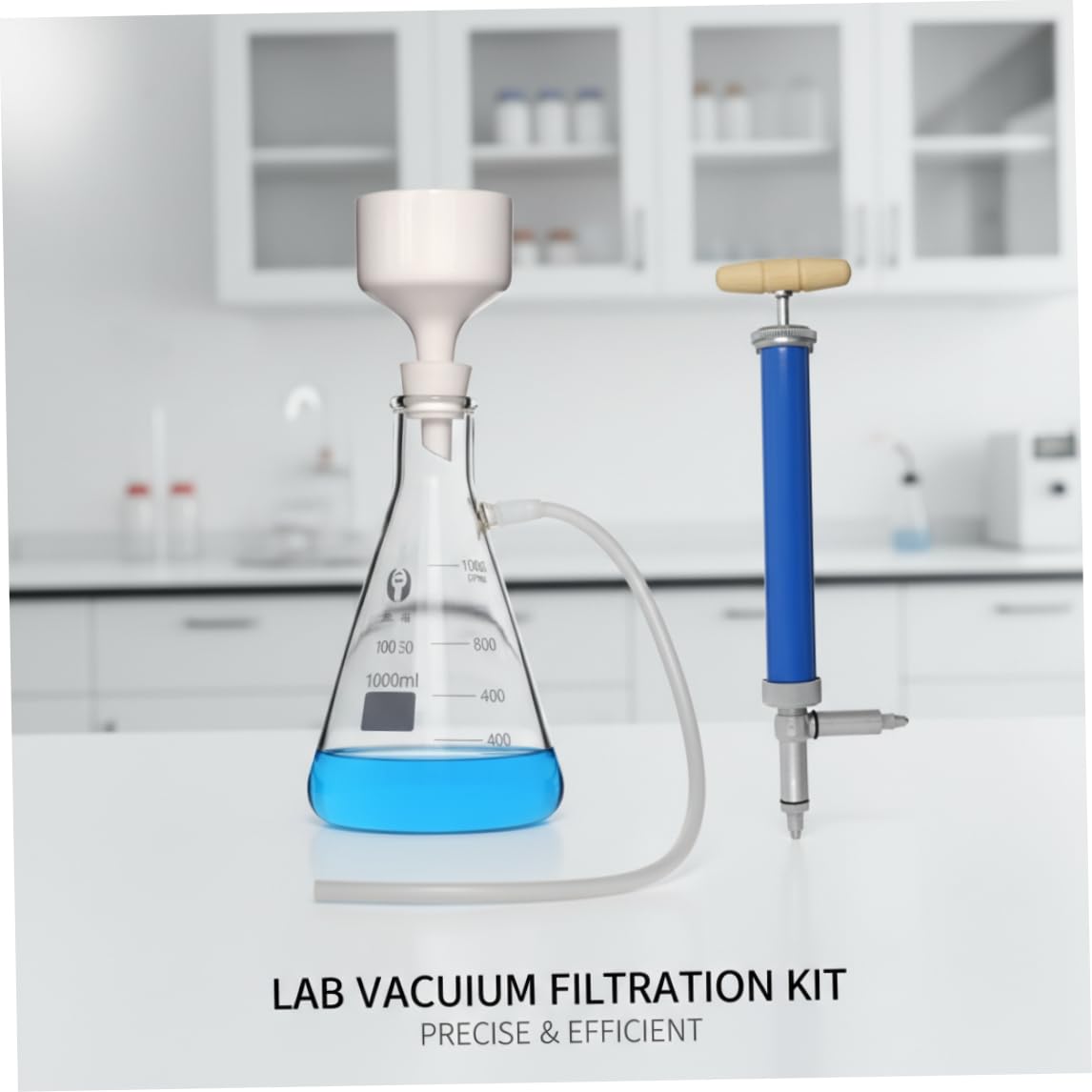 Vakuumfiltrationsset – 500-ml-Komplettset mit Handpumpe, Büchner-Trichter und dickwandigem Kolben für stabile Filtration