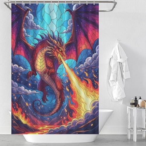 Rideau de douche lavable dragon de salle de bain 119x180cm