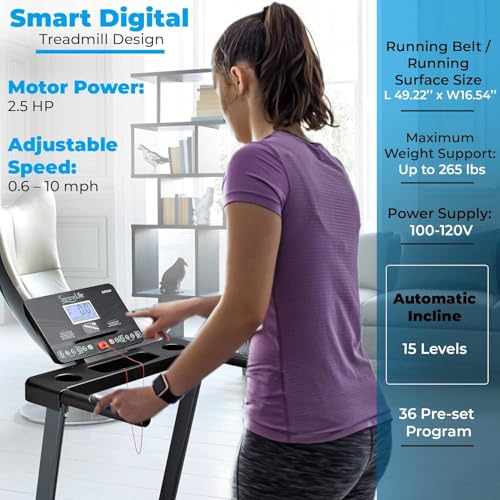 Image of SereneLife SereneLife Folding Treadmill Exercise Running Machine - Electric Motorized Running Exercise Equipment for Apartment Home /Office Jogging Compact Folding Easy Assembly