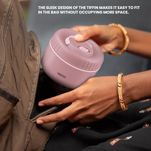 Image of MILTON Snack Box Big I Inner Steel, PU Insulated 510 ml I Leak Proof with Air Vent I Lunch Box for Office Use, School I Pink