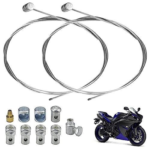 AVCXEC 2 Piezas 2M Kit de Cable de Acelerador para Moto Universal, Cable de Embrague Moto,Cable de Freno de Motocicleta,Cable de Cambio Moto con 10x Tornillos de Fijación