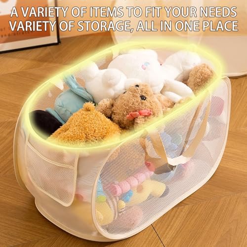 Image of Stuffed Animal Storage Plush Toys Storage basket Zoo and Collection Playroom-Birthday Gift Nursery Baskets Playroom Set Play be suitable forKids Boys Girls Nursery Folding organize