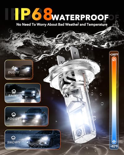 Image of OXILAM H7 LED Light Bulb For Fog, 65000LM 80W 2026 New version, Wireless Non-polarity 6500K, 1:1 Size Easy Installation, 2 Pac