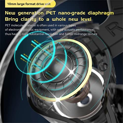 Image of QKZ AK6 Ares Wired IEM Earphone, 10MM Moving Coil PET Diaphragm Stylish Look Passive Noise Isolation Earbuds with Oxygen Free Copper Detachable Cable (Black, with Mic)