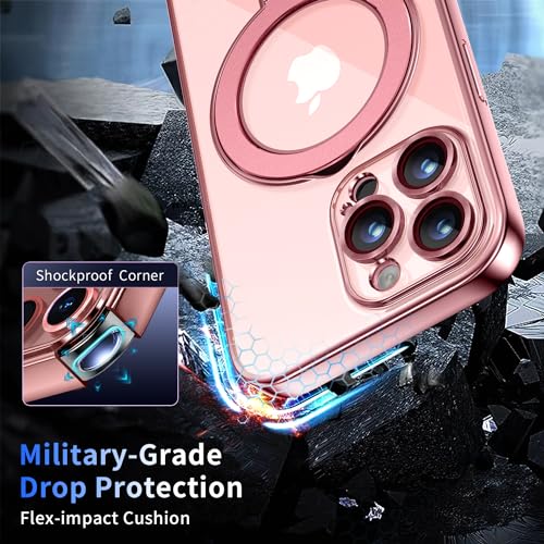 Image of Magnetic for iPhone 13 Pro Max Case with Invisible Stand[Compatible with MagSafe][Full Camera Lens Protector][Military Drop Protection] Shockproof Not Yellowing Clear Slim Soft for Women Men
