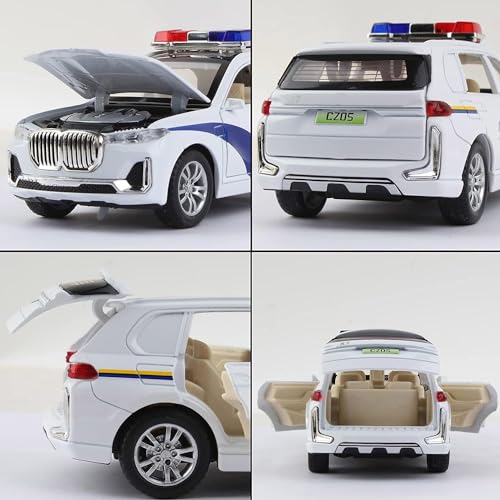 Image of Invite Enterprise Exclusive Alloy Metal Pull Back Die-Cast Car 1:32 Bmw X7 Police Toy Car Diecast Metal Pullback Toy Car With Openable 6 Doors,Light Music Boys Gifts Toys(1:32 B M W X7 Police-White)