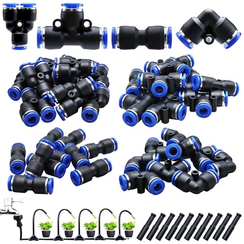 CESFONJER Set connettori rapidi per tubi dell'acqua, raccordi rapidi a pressione in plastica da 6 mm, connettori per tubi da giardino per irrigazione, sistema irrigazione per prati e terrazze