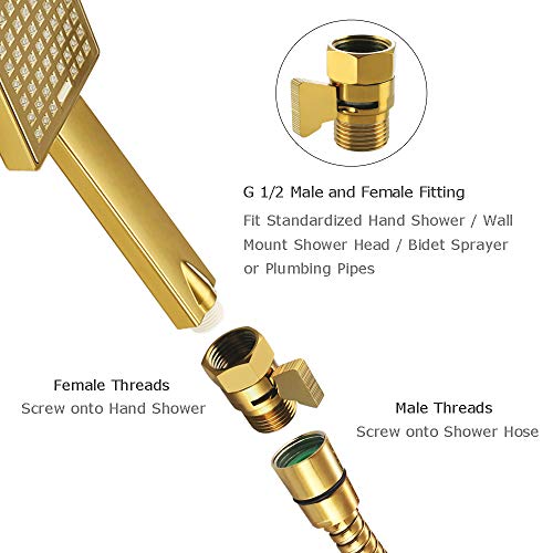 Water Flow Control Valve, Angle Simple Brass Shut Off Valve For Handheld Shower, Water Volume Adjust Valve, Shower Head Flow Control Valve, Water Pressure Regulator, Gold #TOP2