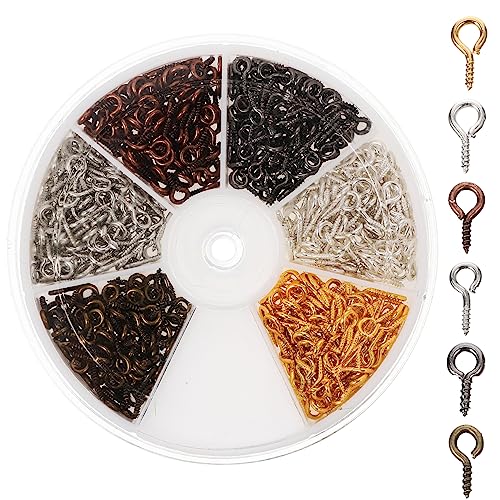 KICHOUSE Metal Eye Screw Hooks Self-Tapping Pin Pack of 100 DIY Jewelry Making Supplies Easy to Use for Crafting