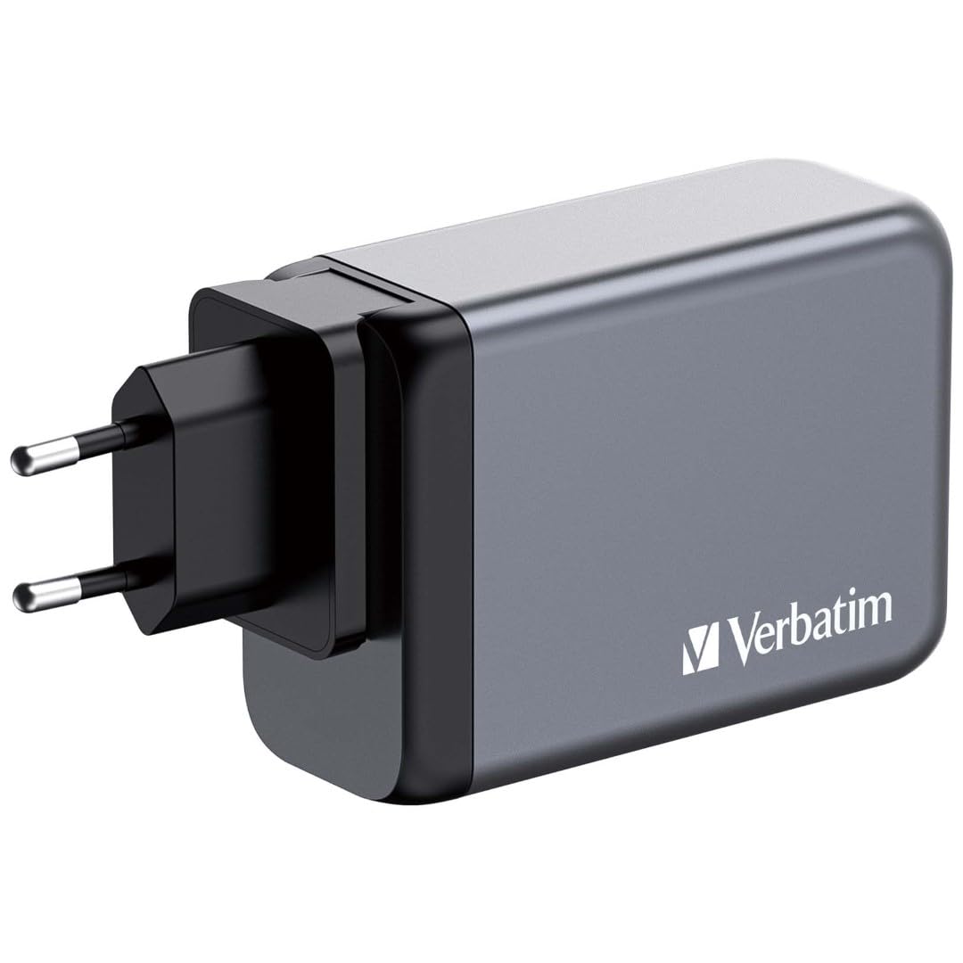 Alimentatore Verbatim - Gan - 240 Watt - 5 A - Power Delivery 3.1, Qc 3.0, Pd 3.0, Pd/pps - 4 Porte Di Uscita (3 X UsB-C, Usb Type a)