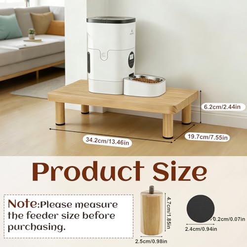 Support surélevé pour distributeur croquettes chat automatique en bois