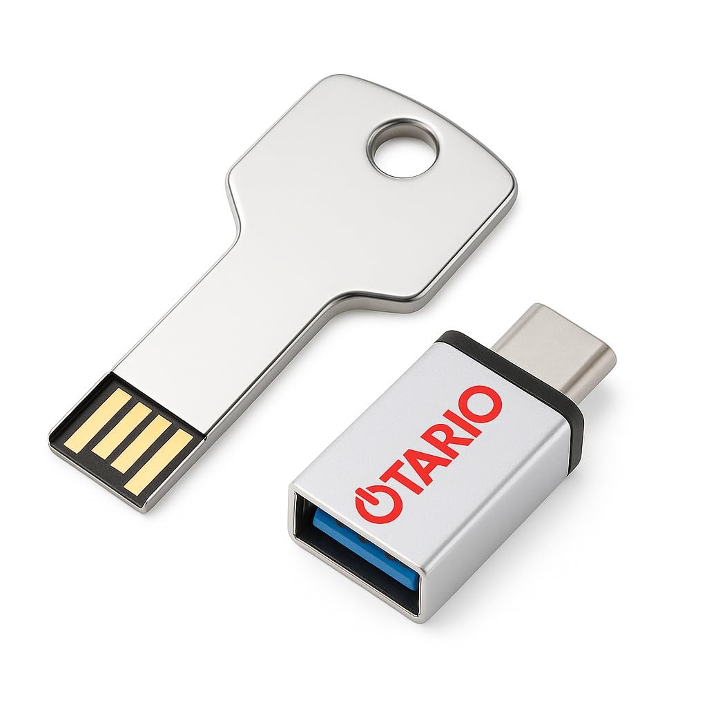 Otario® Key Shape USB Pen Drive 32GB USB 2.0 with Free OTG Type-C Adapter | Stylish Metal Keychain Flash Drive – Portable & Durable for Laptop| Mobile| Tablet | Car |Music & Data Storage