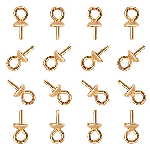 UNICRAFTALE 50pcs Golden Stainless Steel Screw Eye Pin Peg Bails Small Screw Eye Pins Clasps Hooks 0.8mm Pin Eye Screws Connectors for Half Drilled Beads Jewelry Earring Making, Hole 1.5mm