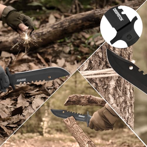 Image of Dispatch Fixed Blade Hunting Knife with Sheath, 12-inch Survival Knives for Men Tactical Bowie Knife with Non-Slip Handle for Bushcraft, Outdoor Camping