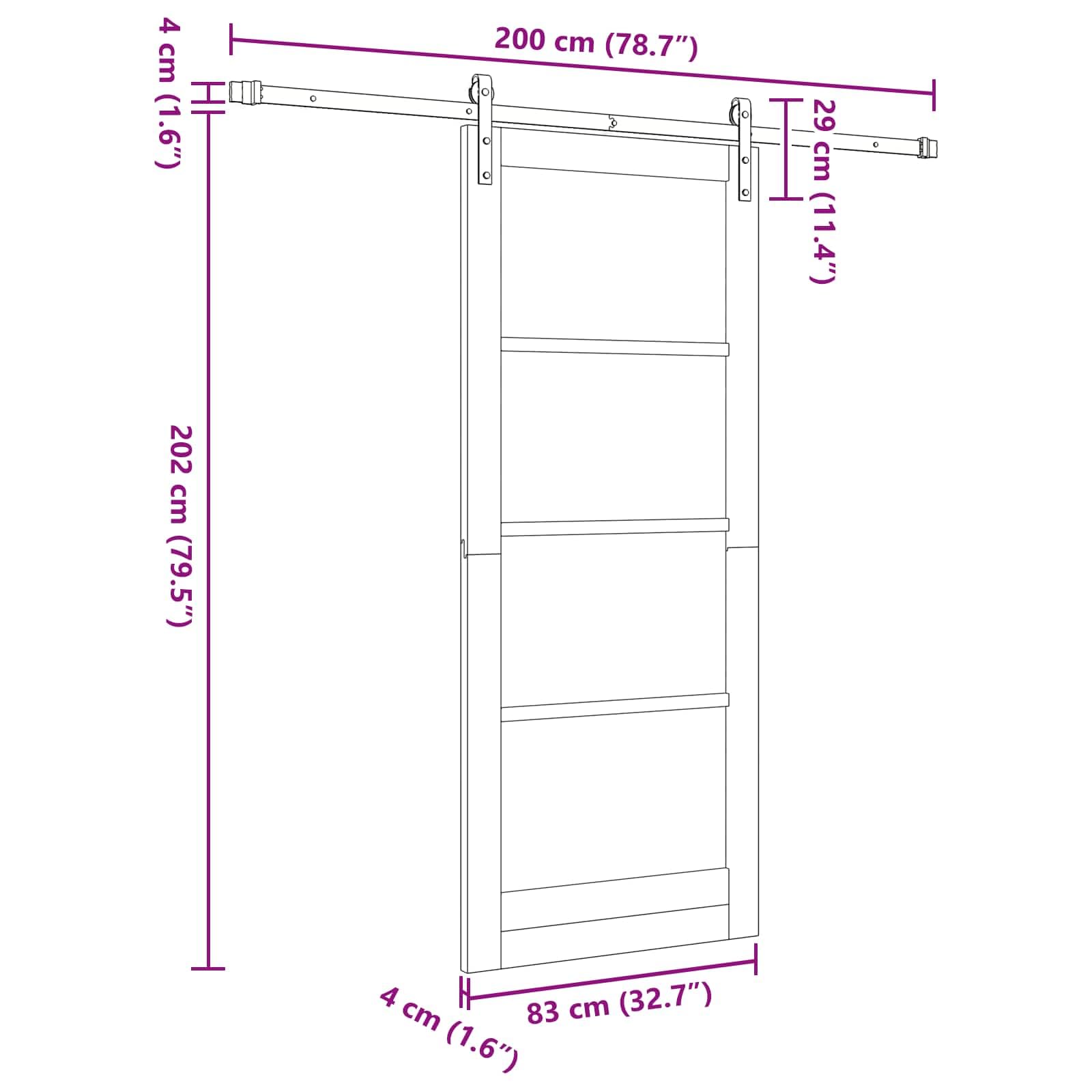 vidaXL Drzwi przesuwne 83 x 202 cm Lite drewno sosnowe biały i czarny