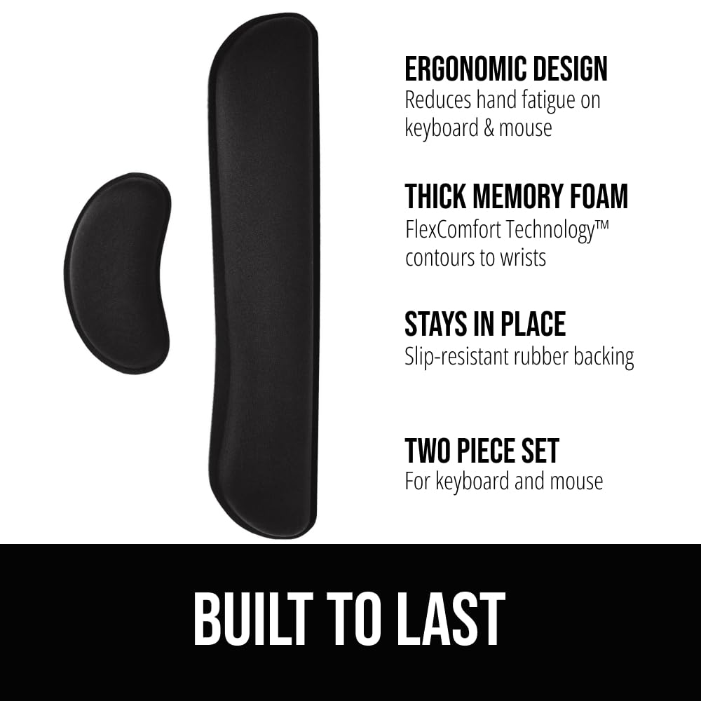GORILLA GRIP Memory Foam Wrist Rest for Computer Keyboard, 2 Piece Black — Amazon image 2