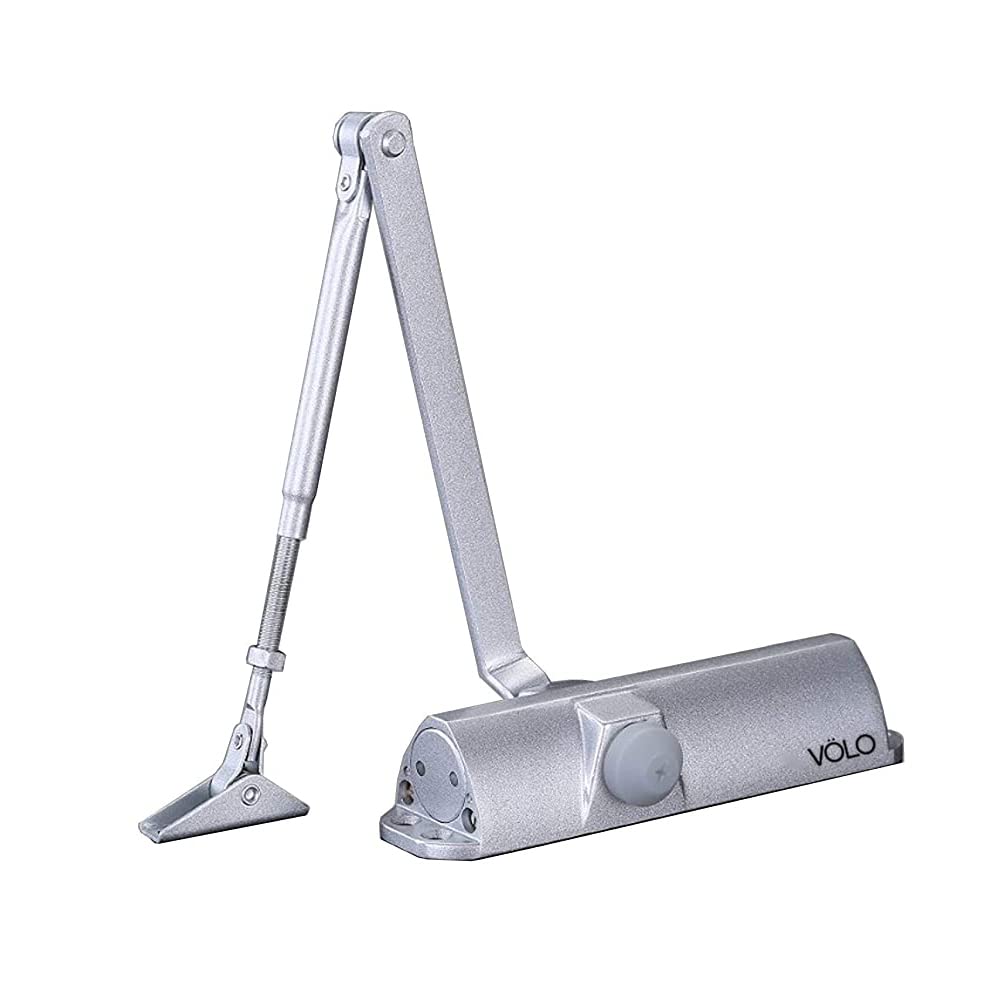 Volo® Automatic Hydraulic Double Speed Aluminium Door Closers Premium Heavy Duty for Residential/Commercial Purpose with Fitting Set (Color Silver) (DC 80 Trio)