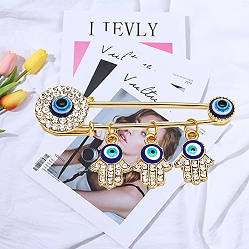 Image of Muslim AllahTurkish Evil Eye Hamsa Hand of Fatima Brooch Pins Jewelry Gift