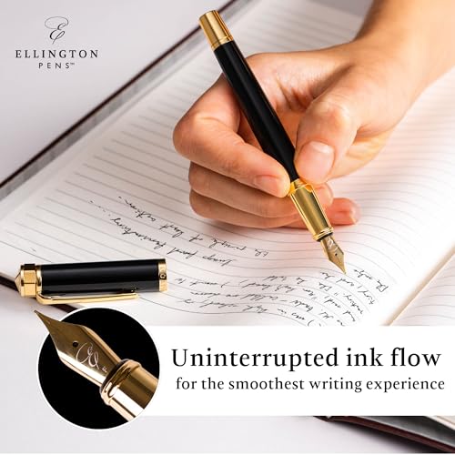 Image of Ellington Pens Luxury Fountain Pen Set- Extra Fine Nib- Includes 3 Ink Cartridges, Refillable Ink Converter, Gift Box -Fountain Pens For Writing, Calligraphy, Journaling, Sketching (Noble Heritage)
