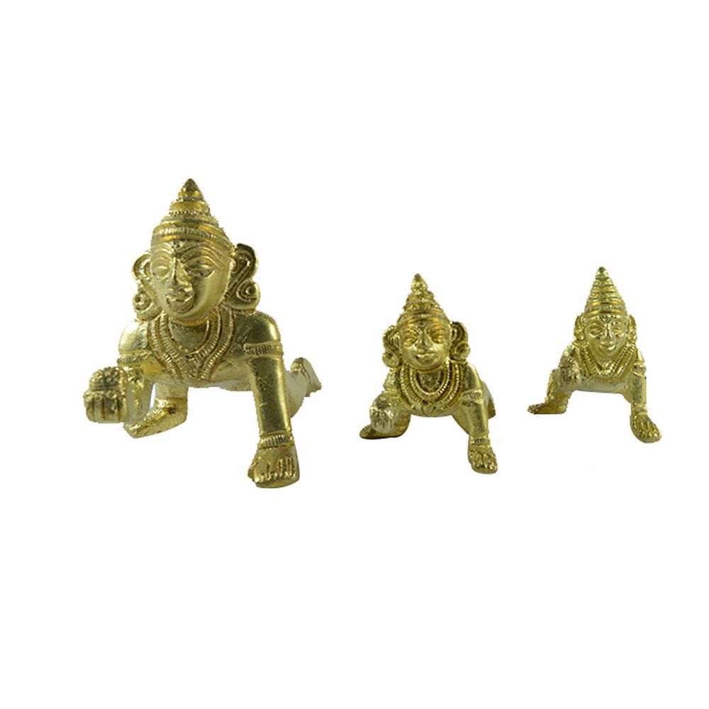 Varmohey Royal Handicrafts Brass Lord Krishna - Laddoo Gopal - Set Of 3