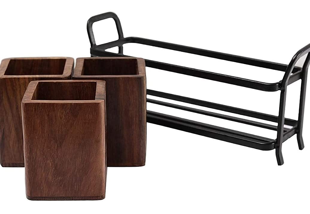 Wood & Wrought Iron Spoon Holder - Organize Your Kitchen -3