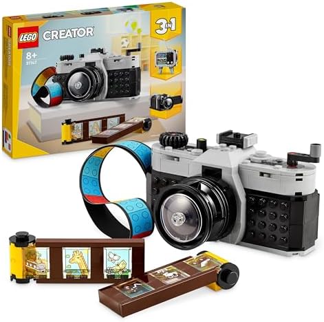 LEGO Creator 3-en-1 L’Appareil Photo Rétro, Jouet avec 3 Modèles pour Filles et Garçons, Déco de Bureau et de Chambre, Transformable en Téléviseur ou Caméra Vidéo, Cadeau Enfants Dès 8 Ans 31147