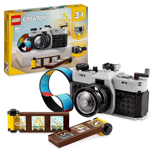 LEGO Creator 3 en 1 Cámara Retro de Juguete Convertible en Videocámara y Televisor, Decoración para Dormitorio y Accesorio de Escritorio, Regalo de Fotografía para Niños y Niñas de 8 Años o Más 31147