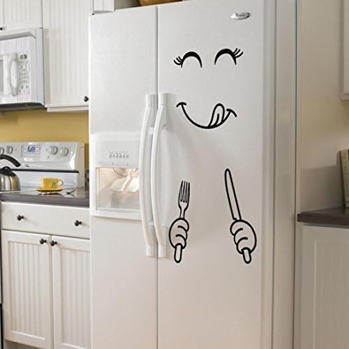Home Decor, Diadia Cute Print Fridge Happy Delicious Face Kitchen Fridge Wall Refrigerator Vinyl Stickers Art Wall Decal (Happy Delicious Face -C)