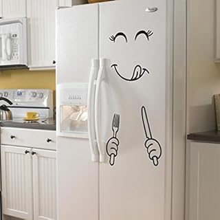 Home Decor, Diadia Cute Print Fridge Happy Delicious Face Kitchen Fridge Wall Refrigerator Vinyl Stickers Art Wall Decal (Happy Delicious Face -C)