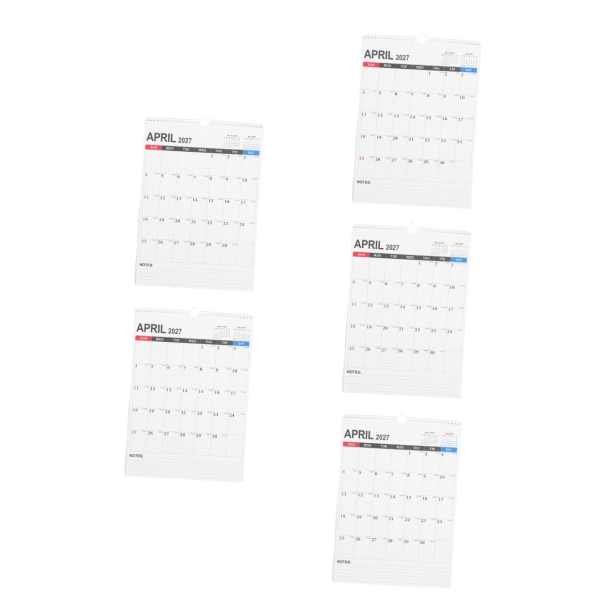 5 Stück Wandkalender Monate Englischer Monatsplaner mit Jahresübersicht Modernes Design Tägliche Terminplanung für Büro Schule und Zuhause Effiziente Zeitverwaltung