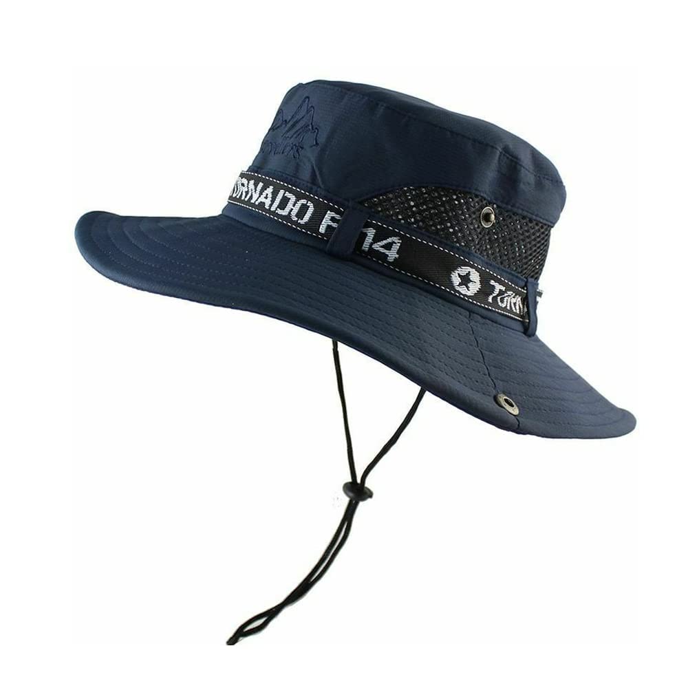 Devil Bucket Hat for Boys & Girl's Stylish Summer Cowboy Hats Stylish Fishing Hat UV Protection Safari & Camping Bucket Hats for Outdoor (Navy Blue)