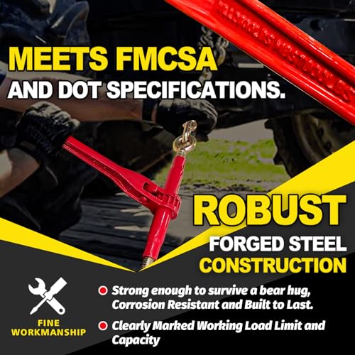 Image of FITHOIST Ratchet Chain Binders 1 /4'' - 5 /16'' | 4-Pack Load Binders w /Clevis Hooks | 2,600 Lbs Working Load | Compatible with G43, G70 & G80 Chains | Secure Tie Down Binder for Hauling and Towing