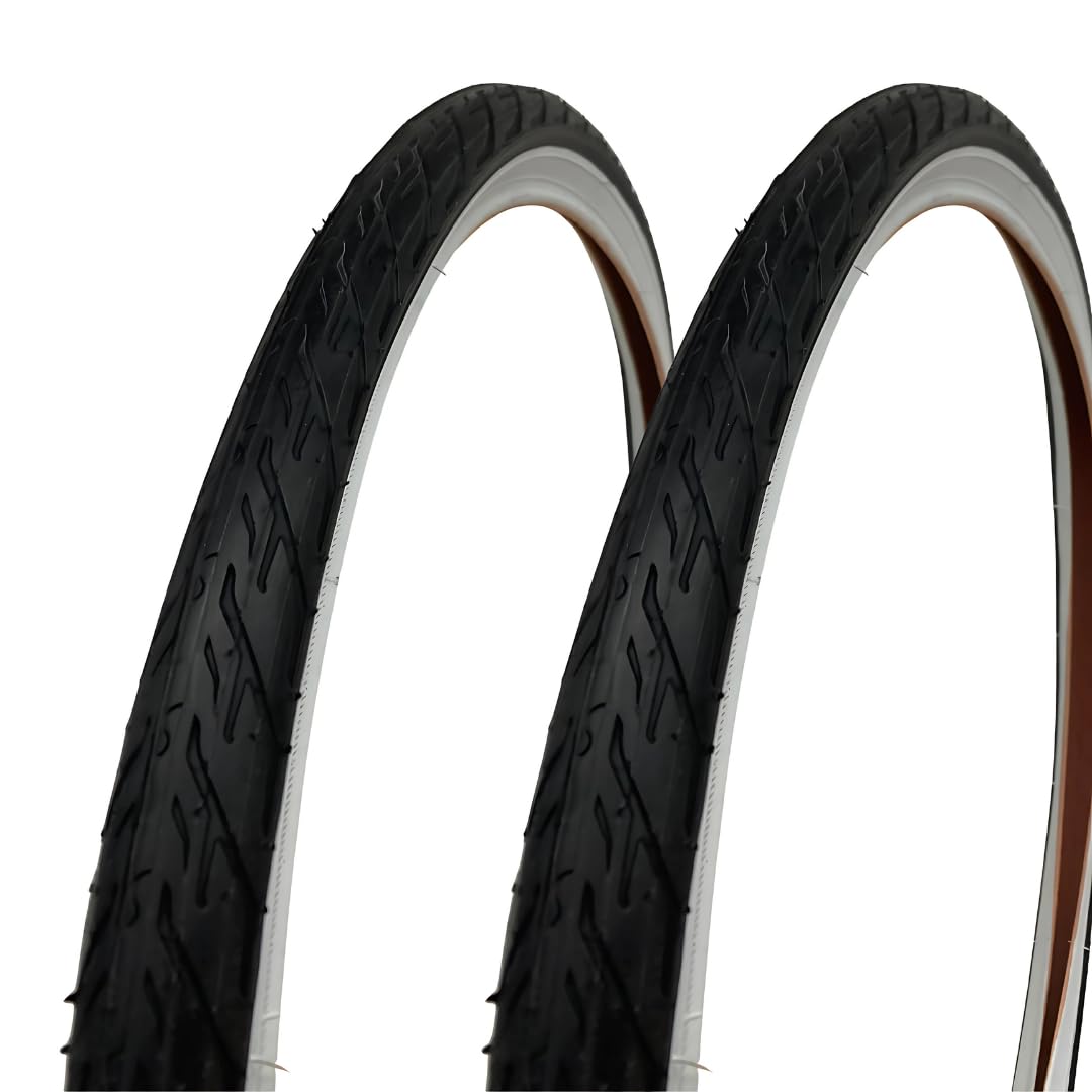 2 TYRES 24 X 1.75 (47-507) BLACK/WHITE RUBBER BICYCLE BIKE CITY BIKE CHILD 24"