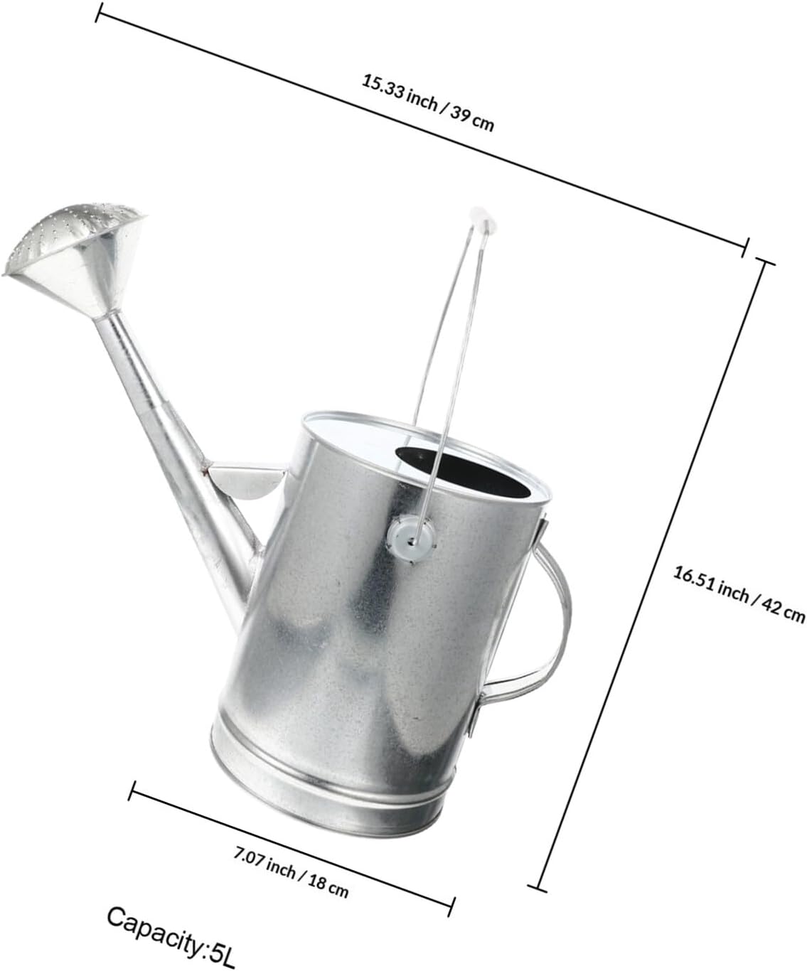 Vintage 5l Galvanized Watering Can Long Spout Sprinkling Pot for Indoor Outdoor Gardening Plant Watering Tool