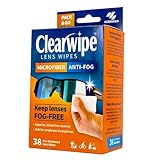 Clearwipe Anti-Fog Microfiber Lens Wipes | 38 Count - Individually Wrapped Pre-Moistened Glasses Cleaner,White