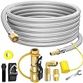 NQN 18 FT Quick Connect Propane Hose for RV to Gas Grill, RV Quick Connect with 1/4" Safety Shutoff Valve, LP Quick Disconnect Propane Hose with Elbow Adapter for Blackstone 17"/22" Griddle