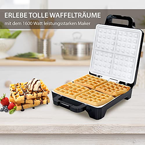 Syntrox Germany 1600 Watt XLC Keramik beschichtetes Waffeleisen für 4 Belgische Waffeln