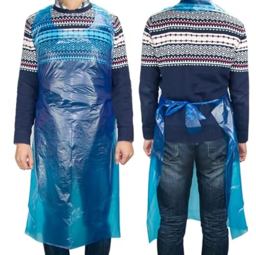 HOT BARGAINS Disposable Plastic Aprons For adults Blue Size 70 X 120cm, 10Microns (300)