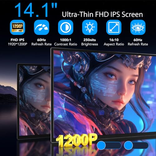 Image of Topmonitor 2.2lb Ultra-Light Touchscreen Laptop Screen Extender, 14.1 Inch