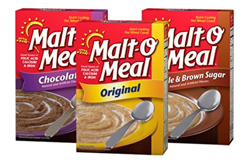 Malt-O-Meal Flavor Bundle of Three 28 oz Boxes: Original, Maple and Brown Sugar, and Chocolate