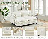 SITURAY Doppellagige Ecksofa Modulares Sofa, Wohnlandschaft L-Form Cloud Couch mit Ottomane, Chenillestoff Eckcouch Corner Sofa mit Schlaffunktion für Wohnzimmer Schlafzimmer (Beige, 2 Sitzer)